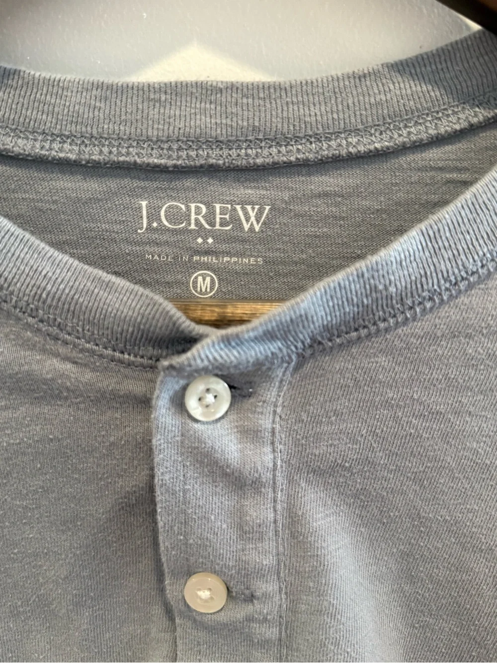 J. Crew Men’s Long-Sleeve Henley Shirt in Light Gray
